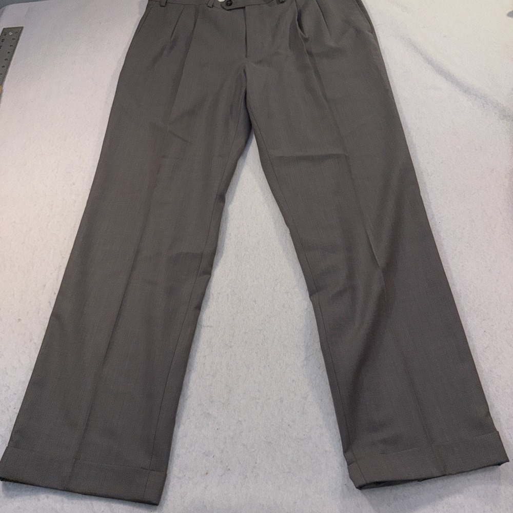 Lauren Ralph Lauren Men's Dress Pants 38 X 32 Gray Pleated Cuff Classic Fit